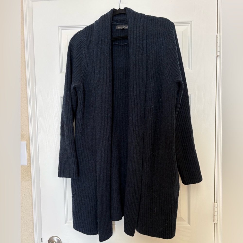 Banana Republic Navy Ribbed Open Front Cardigan